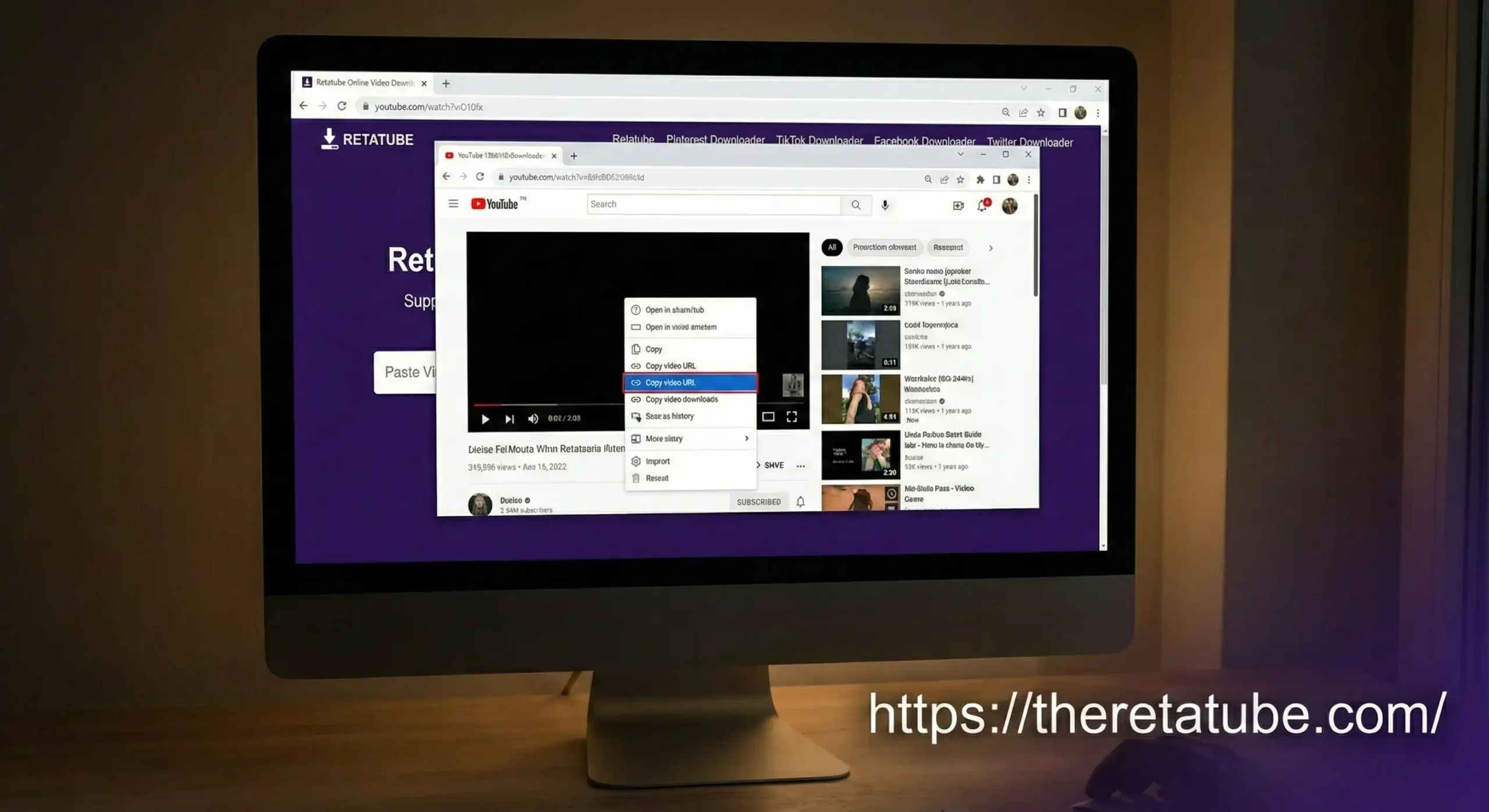 copy retatube video url